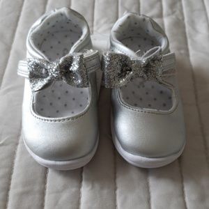 Carters Silver and Glitter Bow Girl Shoes